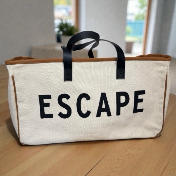 Santa Barbara Design Studio Handbags - Santa Barbara Design large Canvas Tote Bag with Black Leather Handles